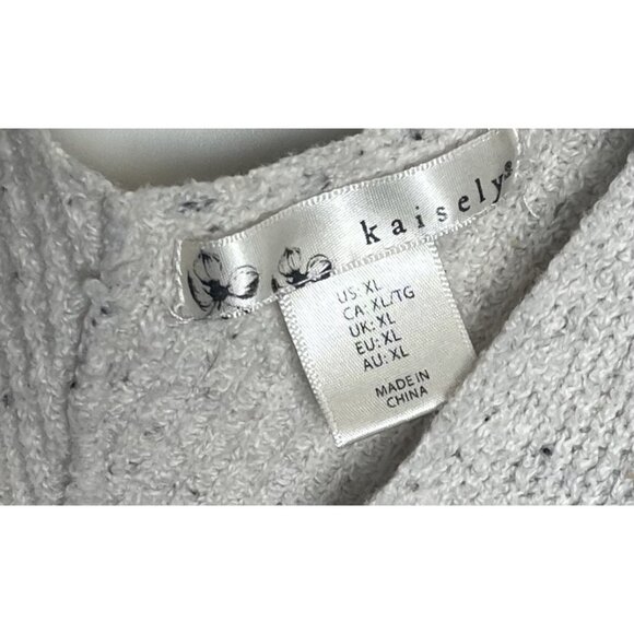 Kaisely Womens Beige Cotton Blend V-Neck Knit Sweater Size XL‎ Soft Comfort Cozy - Picture 5 of 6